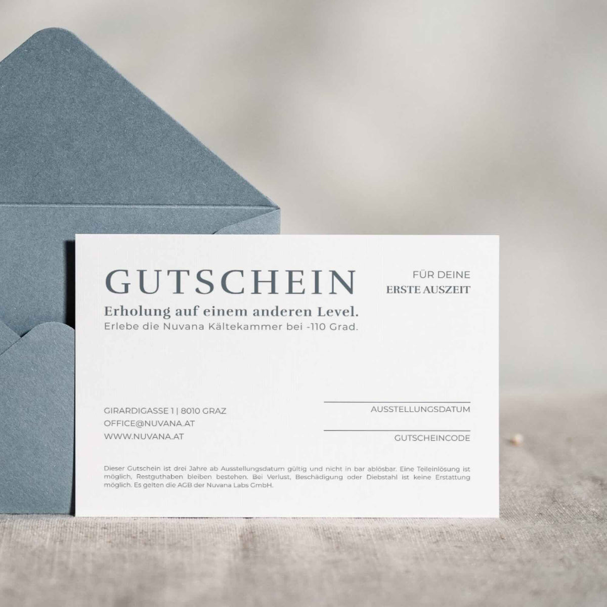 Gutschein für eine Kältekammer Session in der Kältekammer Graz bei Nuvana.
